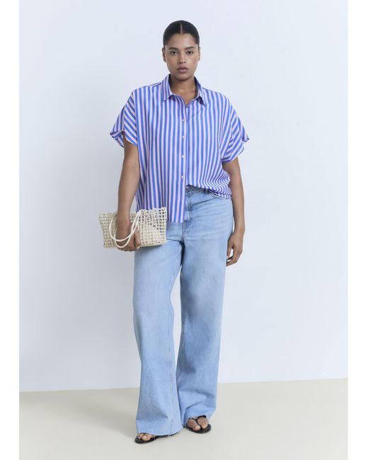 Mango Blue Striped Shirt