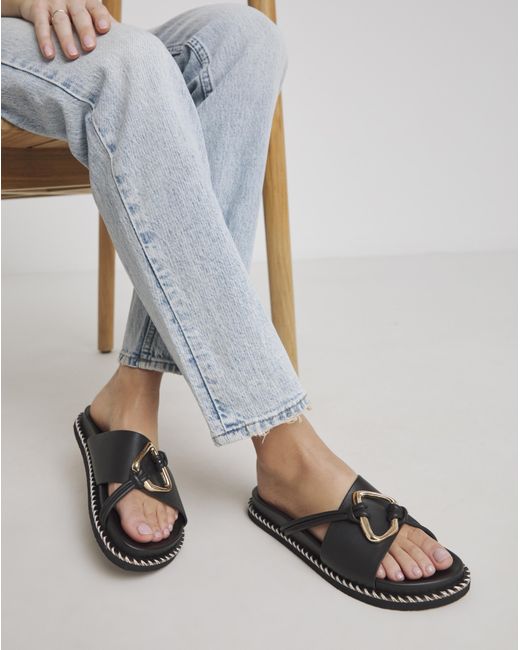 Simply Be Blue Big Trim Footbed Sandal Exwide
