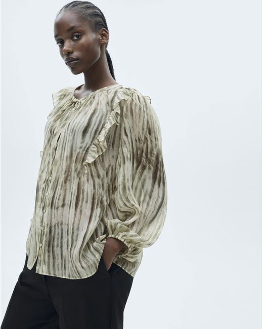 Mango Green Siena Printed Blouse