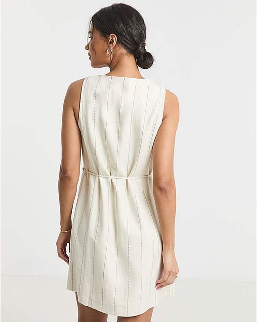Simply Be Blue Linen Look Tailored Dress
