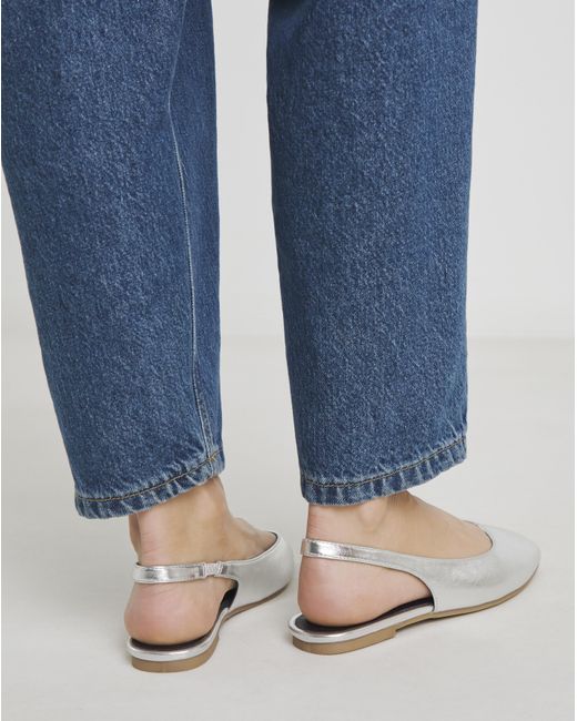 Simply Be Blue Square Toe Flat Slingback Ex Wide