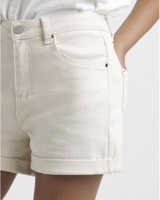Simply Be White Roll Hem Mom Short
