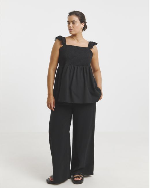 Simply Be Black Broderie Ruched Bust Vest