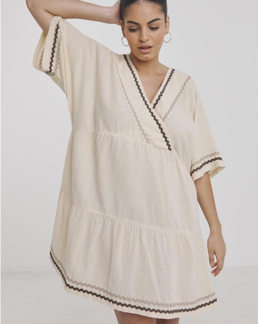 Beach To Beach Natural Ric Rac Mini Beach Dress