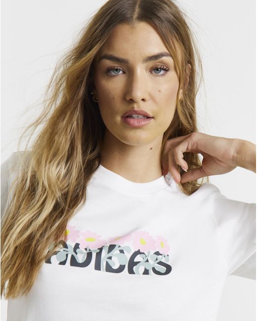 Adidas White Softside Floral T-Shirt