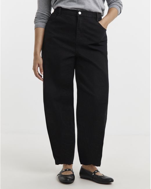 Simply Be Black Barrel Leg Jean
