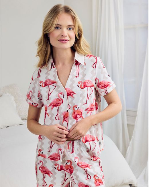 Chelsea Peers White Button Up Short Set