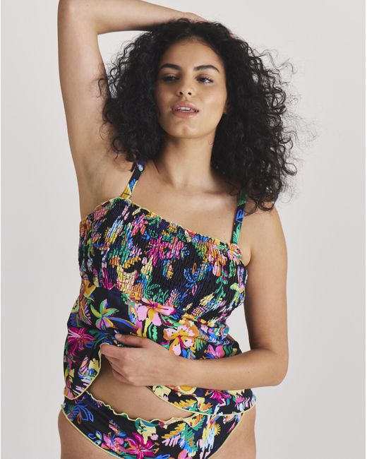 Simply Be Multicolor Shirred Bandeau Tankini Top