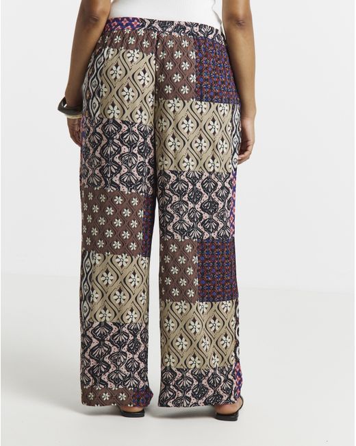 Simply Be Multicolor Crinkle Wide Leg Trouser