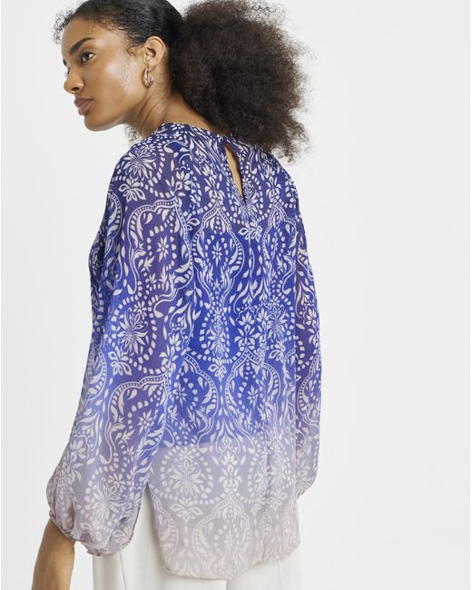 Joanna Hope Blue Ombre Print Blouse