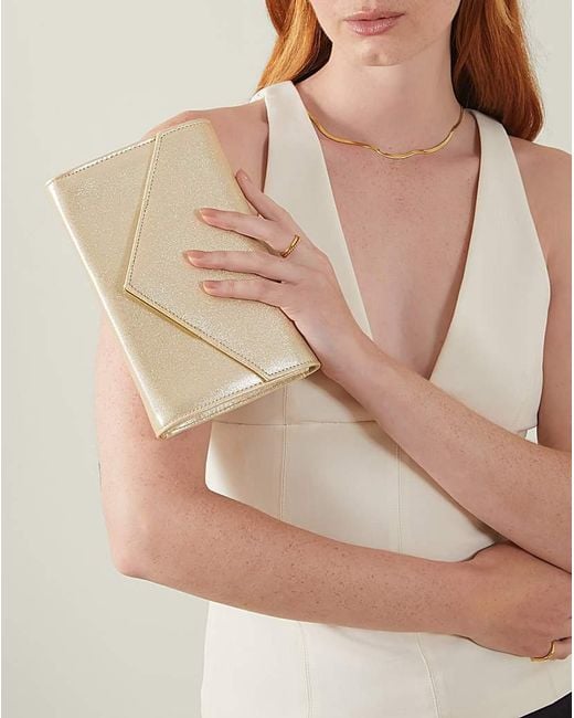 Accessorize Natural Metallic Envelope Clutch Bag