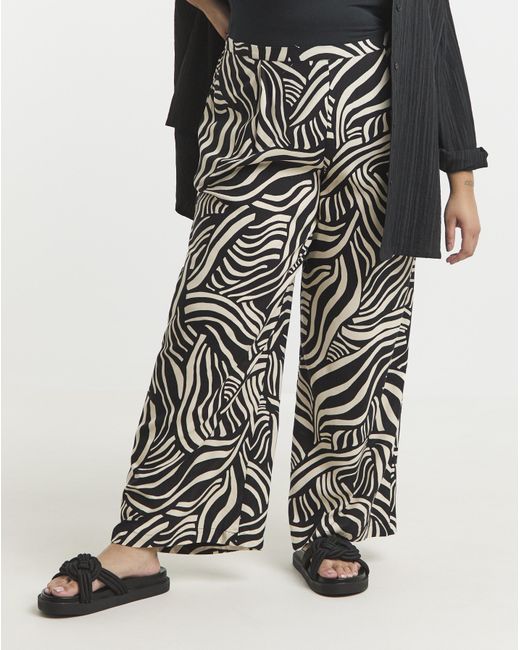 Simply Be Black Wide Leg Spun Viscose Trousers