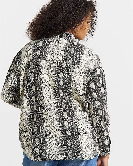 Simply Be White Sbe Snake Print Utility Shacket