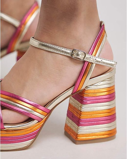 Simply Be Blue Strap Platform Heel Extra Wide