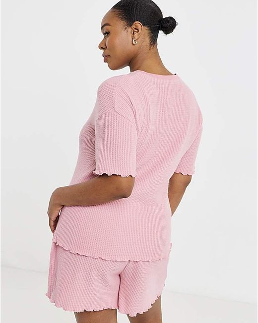Pretty Secrets Pink Waffle Lounge Short Set