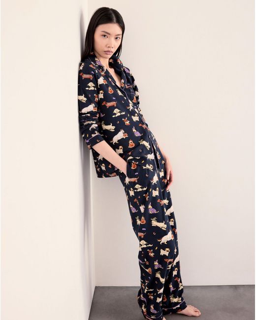Chelsea Peers Blue Classic Long Button Up Set