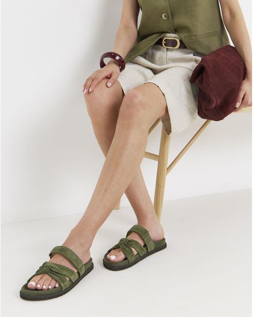 JD Williams Green Twist Front Footbed Sandal Ex Wide