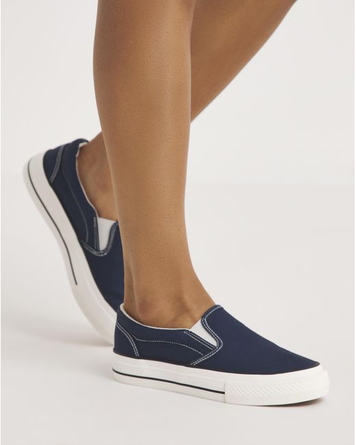 Simply Be Blue Slip On Chunky Sole Trainers Wide Fit