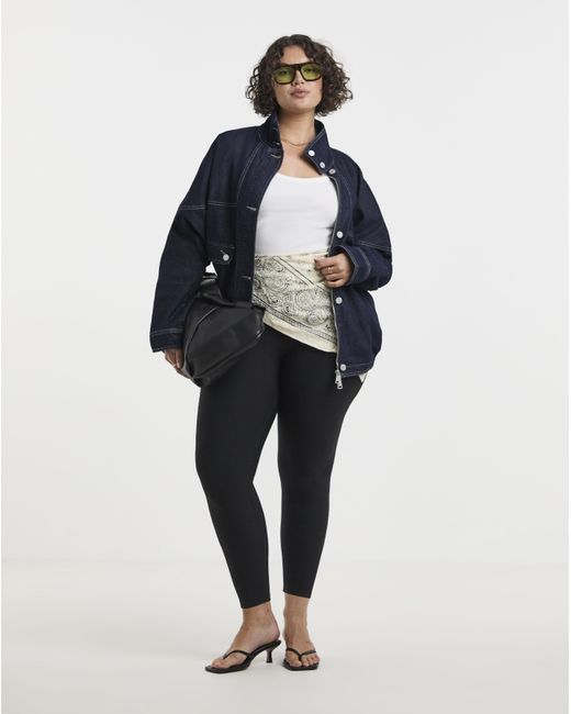 Simply Be Blue Funnel Neck Denim Jacket
