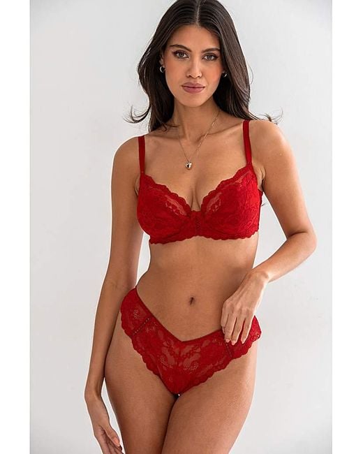 Pour Moi Red Fleur Cheeky V-Shaped Brief