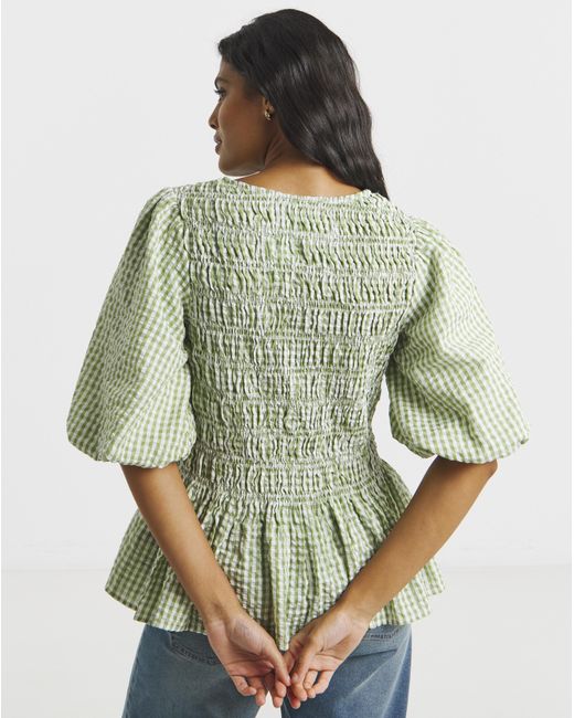 Simply Be Green Shirred Peplum Blouse