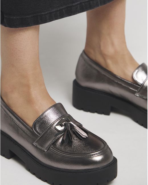 Simply Be Black Tassle Chunky Loafer Shoes Ex Wide Fit
