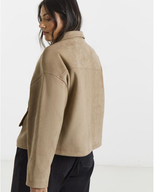 Simply Be Blue Suedette Pocket Shacket