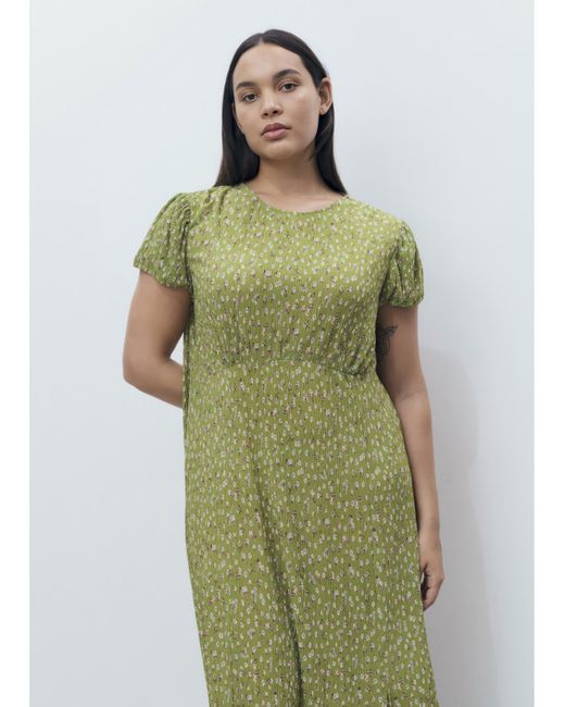 Mango Green Ditsy Floral Midi Dress