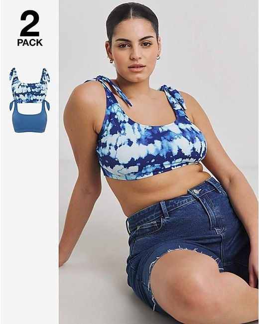 Simply Be Blue Value 2 Pack Bikini Tops