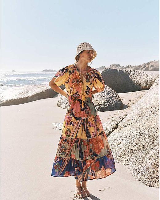 Monsoon Carmen Floral Tiered Midi Dress