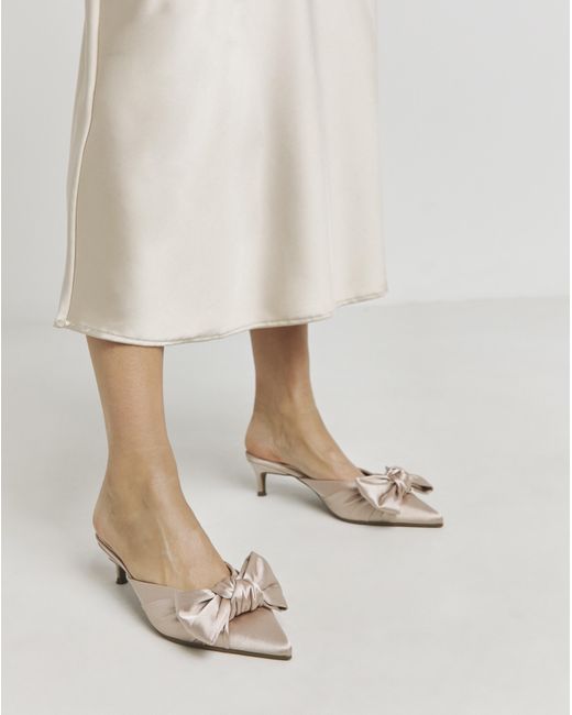 Simply Be Natural Pointed Bow Kitten Heel Mules Wide