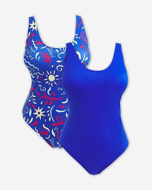 Simply Be Blue 2 Pack Value Swimsuits