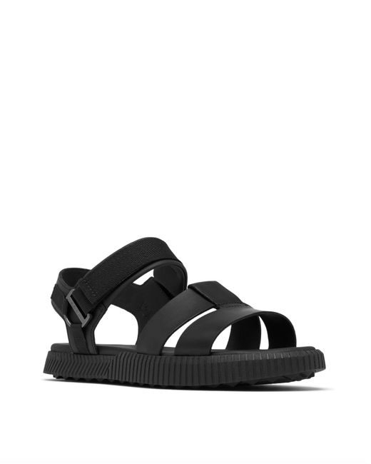 Sorel Black Ona Ave Ankle Strap Flat Sandal