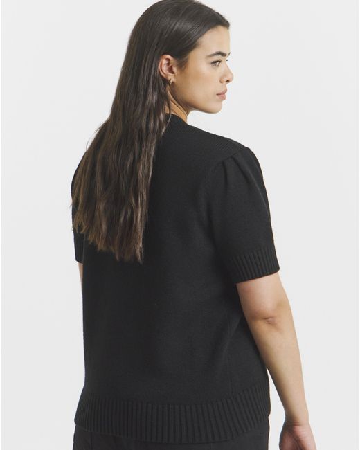 Simply Be Black Bow Button Short Sleeve Cardigan