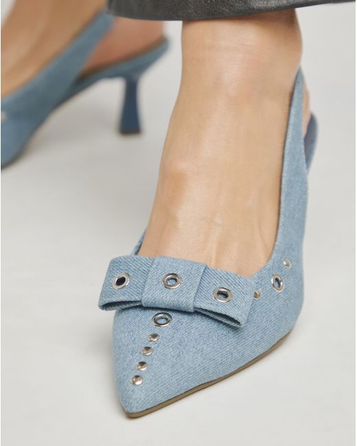 Simply Be Gray Eyelet Slingback Court Shoe Wide Fit