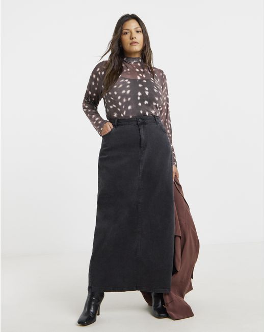 Simply Be Brown High Neck Mesh Top
