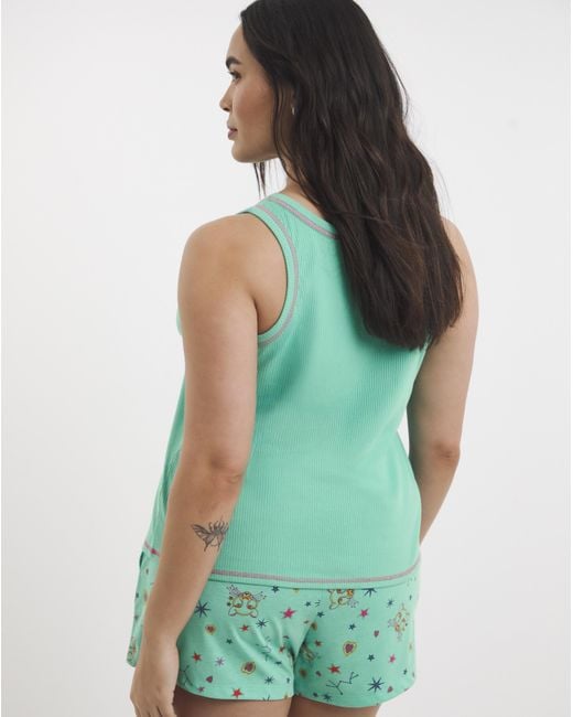 Simply Be Green 2 Pack Ribbed Shortie Set