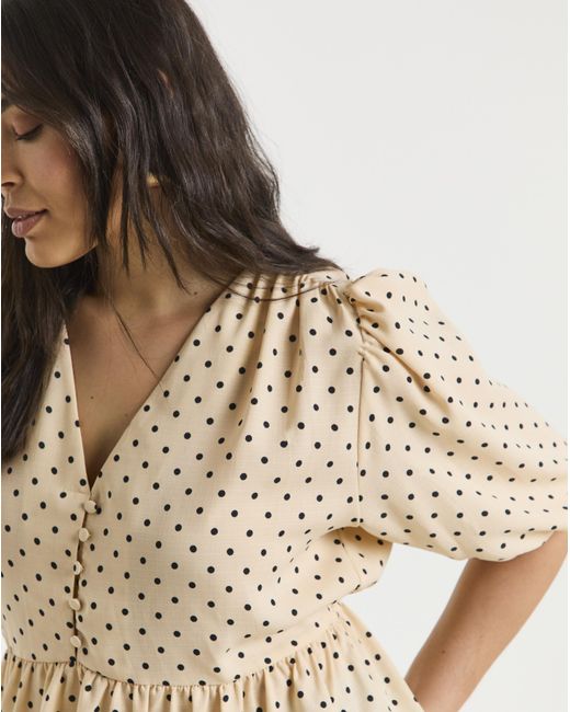 Simply Be Natural Button Through Peplum Blouse