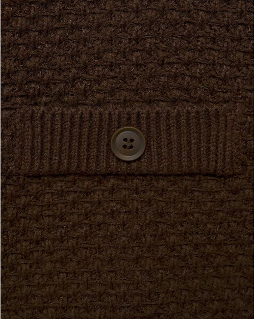 Mango Blue Polo Neck Knitted Choco Jacket