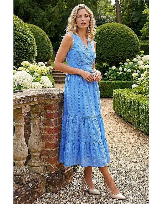 Roman Green Roman Embroidered V-Neck Midi Dress