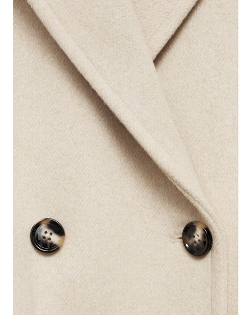 Mango White Double Breasted Wool Coat