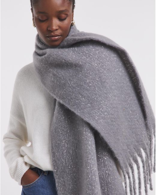 Simply Be Blue Lurex Fluffy Blanket Scarf