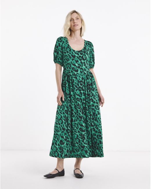 JD Williams Green Jersey Waist Detail Midi Dress