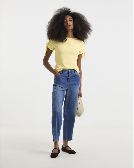 Pieces Yellow Gruda Ss Roucing Jersey Tee