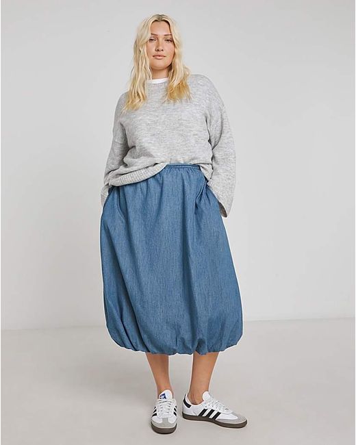 Simply Be Blue Bubble Hem Denim Skirt