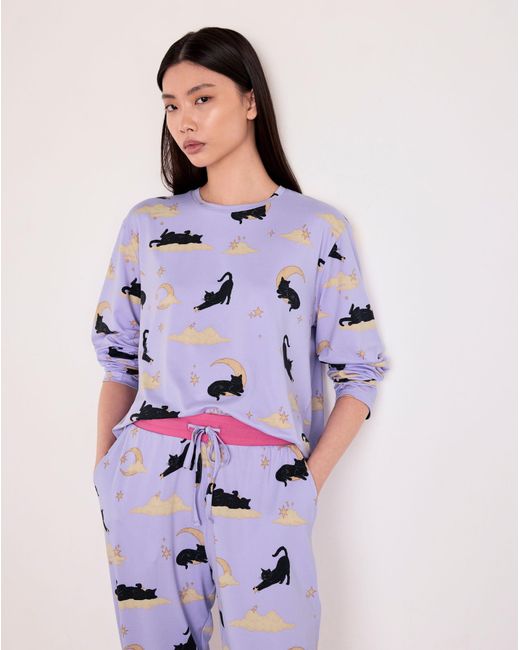 Chelsea Peers Purple Classic Long Crew Neck Set