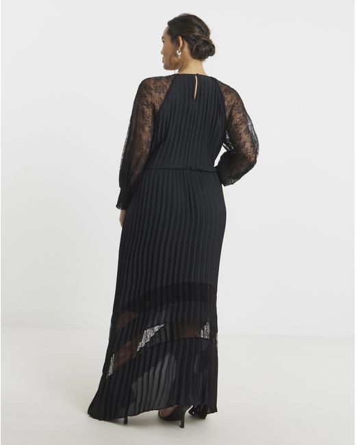 Joanna Hope Black Pleated Lace Dress
