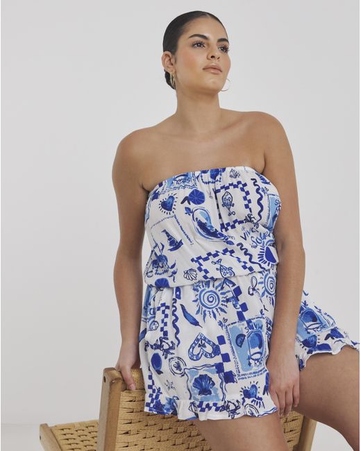 Simply Be Blue 2 Pack Value Beach Playsuits