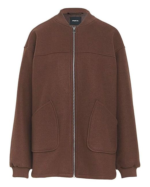 Simply Be Brown Soft Zip Bomber Jacket