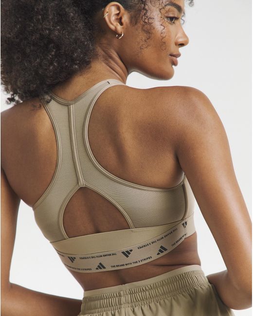 Adidas Brown Performance Medium Support Bra